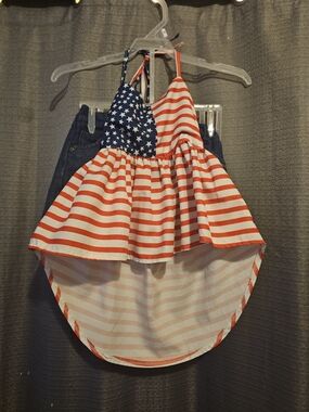 Girls' Red & Blue Star-Stripe Matching Set - Kids